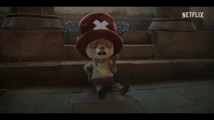 喬巴跌下樓梯痛痛。翻攝Netflix