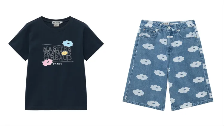 DAISY X MARITHÉ彩蠟LOGO TEE（左）1690元、百慕達牛仔褲（右）3590元。品牌提供