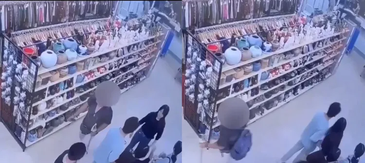 吳男本在店外揮刀，見警到場走入賣場，有民眾看到他手上有刀，一家人趕緊閃避。翻攝照片