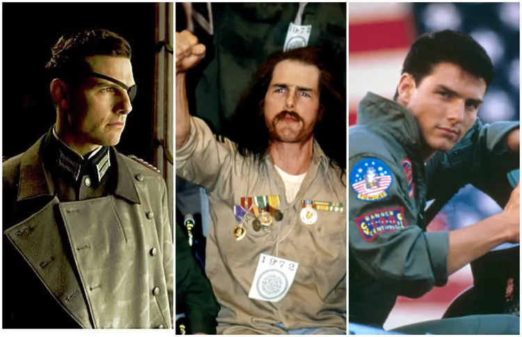 《行動代號：華爾奇麗雅》（左起）、《七月四日誕生》與《捍衛戰士》分別代表阿湯哥的不同事業階段。