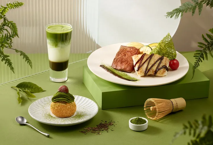陶板屋與「一〇八抹茶茶廊」聯手以抹茶和焙茶雙茶入料，打造3道佳餚。王品集團提供
