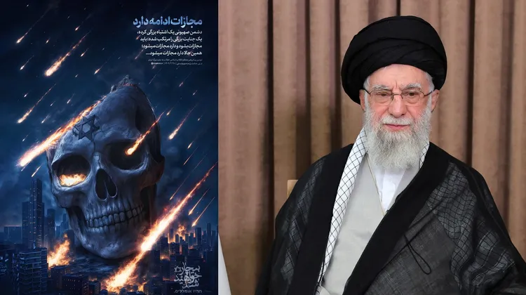 伊朗最高領袖哈米尼 (右，美聯社)發文警告，將繼續攻擊以色列。翻攝X@Ayatollah Ali Khamenei