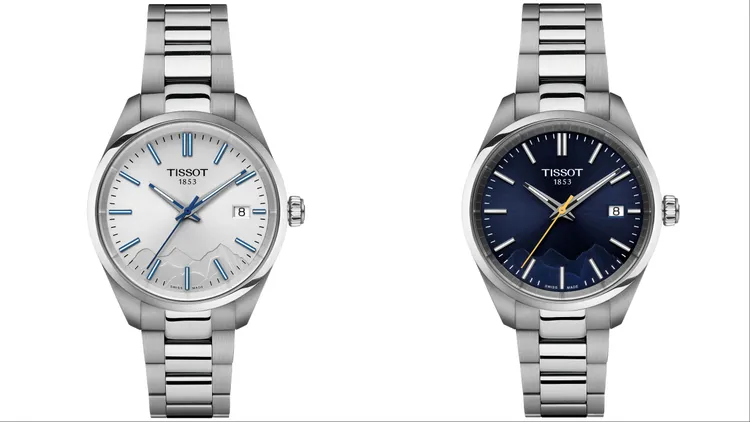 TISSOT PR100系列少女峰聯名特別款腕錶34mm，各1萬1100元。品牌提供