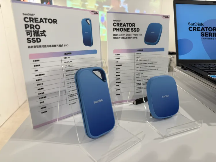 SanDisk Creator Phone SSD與SanDisk Creator Pro 行動固態硬碟。呂承哲攝