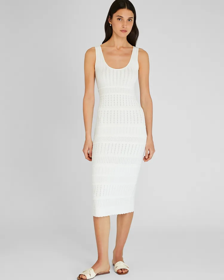 Club Monaco 白色針織洋裝，1萬4900元。品牌提供