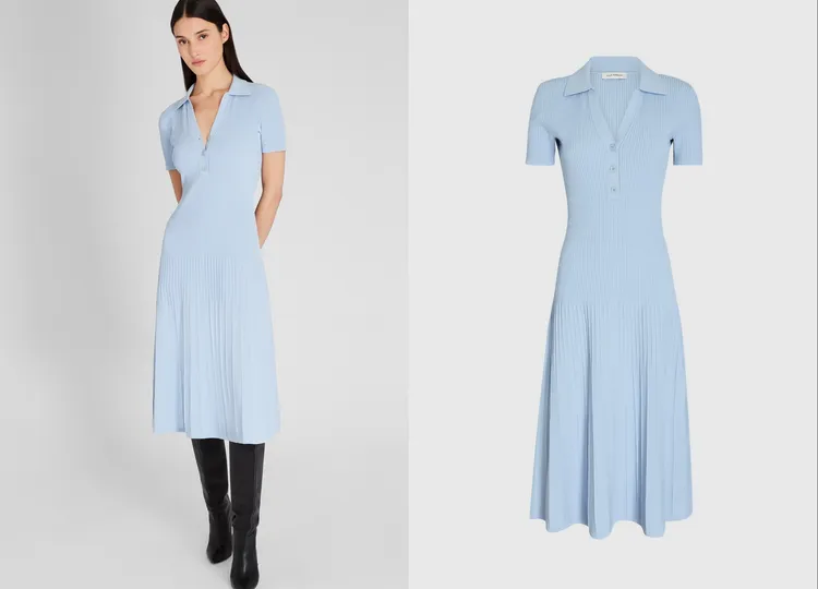 Club Monaco水藍色針織洋裝，1萬7900元。品牌提供