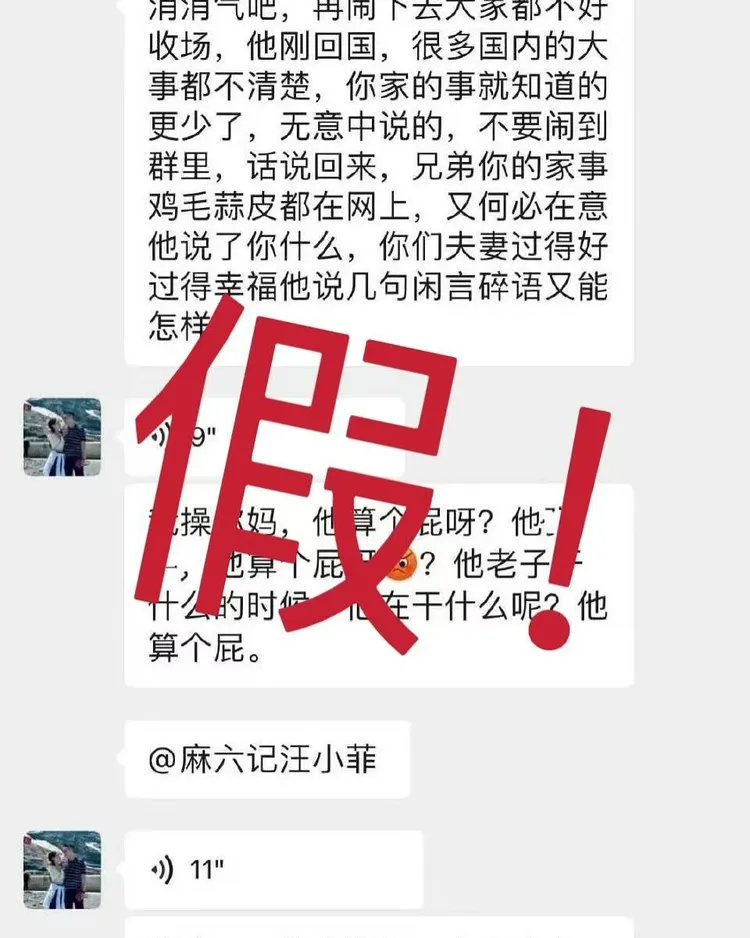 汪小菲稱網傳爆粗口對話截圖是假的。翻攝馬筱梅IG