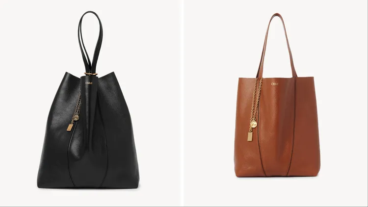 Chloé Spin黑色大型托特包（左）6萬3000元、Spin陶土棕中型托特包（右）5萬5000元。品牌提供