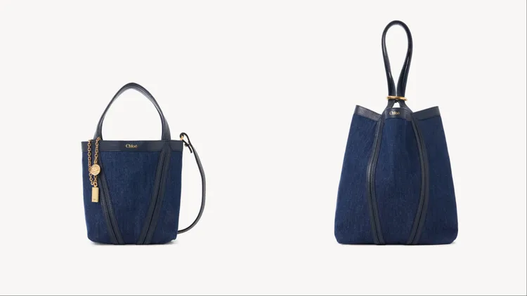 Chloé Spin丹寧小型托特包（左）4萬2300元、Spin丹寧中型托特包（右）5萬4400元。品牌提供