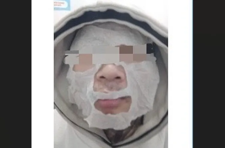 蘇男利用系統漏洞，敷面膜方式通過驗證身分。警方提供