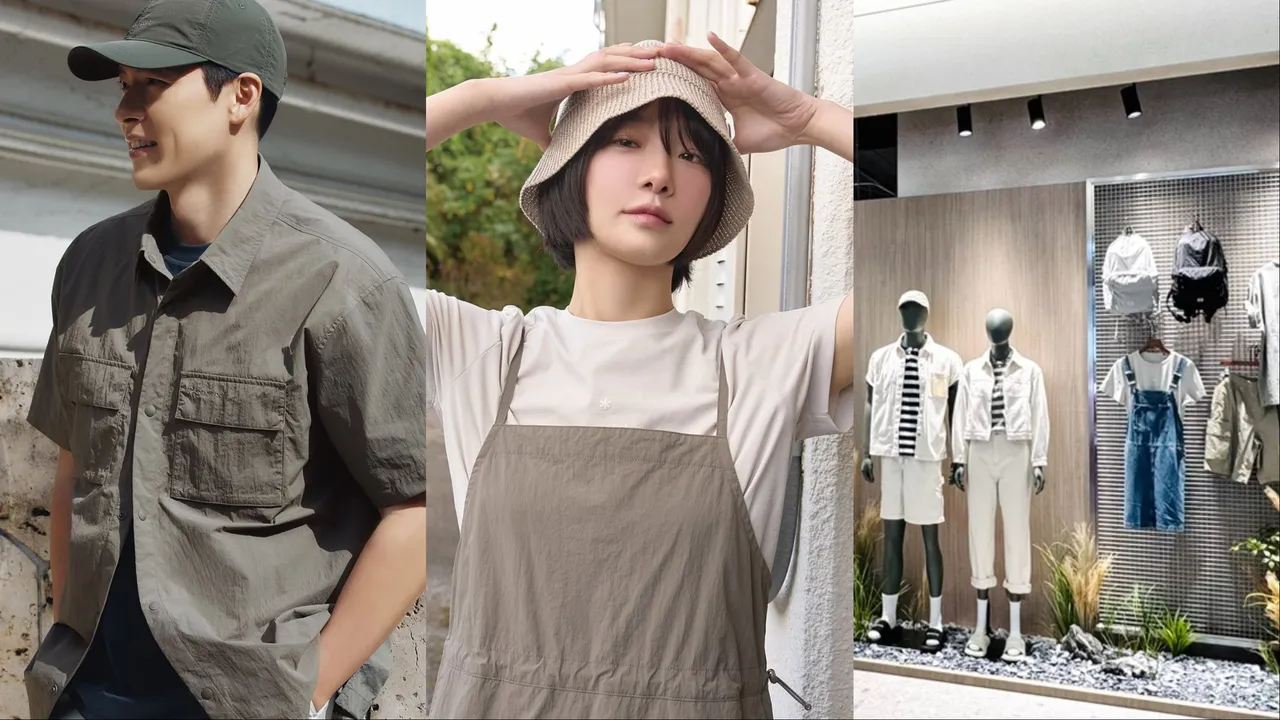 玄彬（左）、朴圭瑛（中）代言的戶外服飾品牌Snow Peak插旗大巨蛋。翻攝IG、品牌提供
