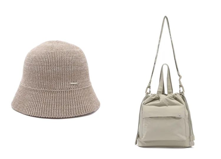 Snow Peak夏季針織帽（左）1950元、Cample中型水桶包（右）2050元。品牌提供
