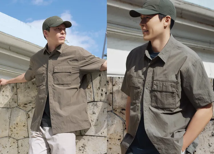 玄彬演繹Snow Peak本季新品兩口袋短袖襯衫。翻攝snowpeak_outdoor IG