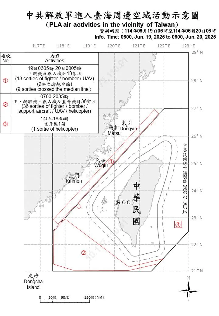 國防部公布共機擾台資訊。國防部提供
