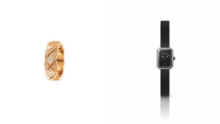 Coco Crush BG Gold Diamond Ring（左圖）、PREMIÈRE RIBBON腕錶（右圖）。品牌提供