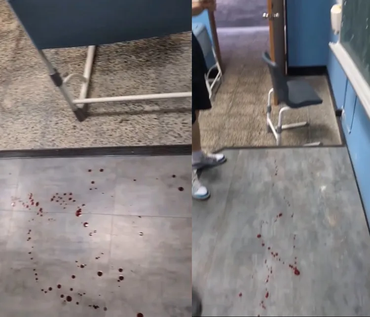 校方澄清並非打架事件，而˙是作弊學生被請出考場，跑到無人教室發洩情緒。民眾提供