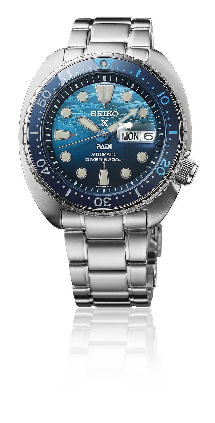 Seiko Prospex「Save the Ocean」PADI聯名潛水錶SRPK01K1，2萬1000元。品牌提供