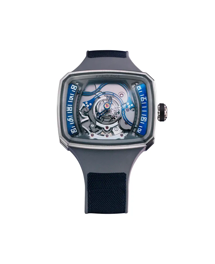 豪朗時HELIX Series 1型號CD51-T100，37.0×45.10×11.8mm (不含藍寶石水晶厚度為 10.5 mm)，緞面及拋光5級鈦金屬錶圈，鏤空鍍銠黃銅錶盤，灰色橡膠錶帶搭配海軍藍織帶錶帶， D51自動上鍊機械機芯，動力儲存 65小時，防水深度100 米，限量 28 只，308萬元。品牌提供
