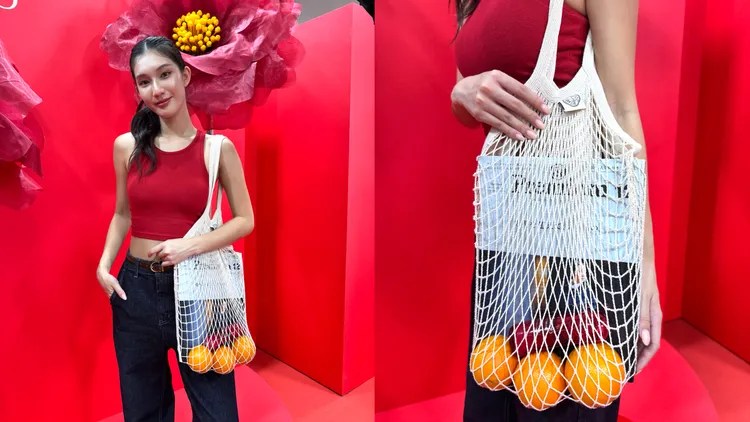 消費滿5800元額贈夏日編織魚網包。張家玲攝