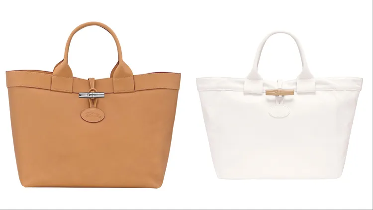 Longchamp Le Roseau肩背袋（左）4萬5000元、LE ROSEAU帆布肩背袋 （右）1萬9000元。品牌提供