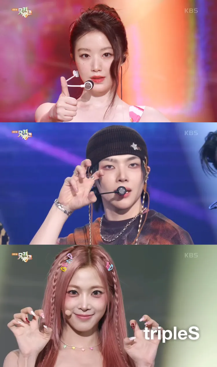 i-dle葉舒華（上圖）、&TEAM王奕翔、tripleS許念慈被選為《Music Bank》的結尾妖精。翻攝YouTube