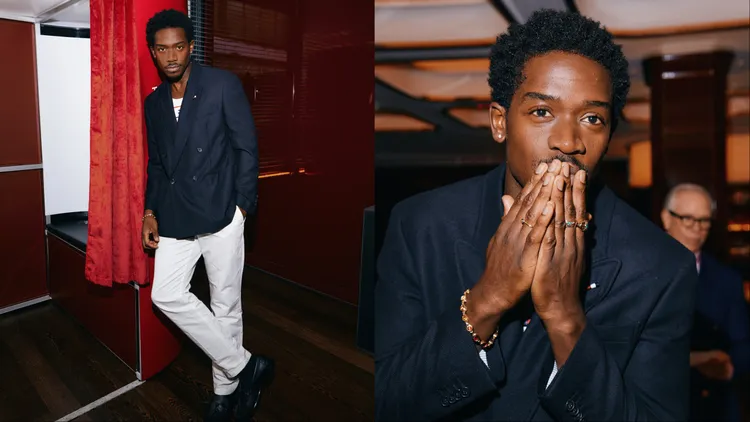 電影主演之一的達姆森伊卓瑞斯，身穿TOMMY HILFIGER雙排扣西裝外套、皮革流蘇樂福鞋亮相晚宴。品牌提供