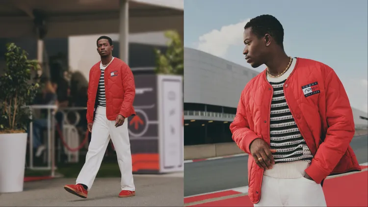 系列中的紅色雙面羽絨外套，設計靈感正是來自達姆森伊卓瑞斯在電影中角色的造型。品牌提供