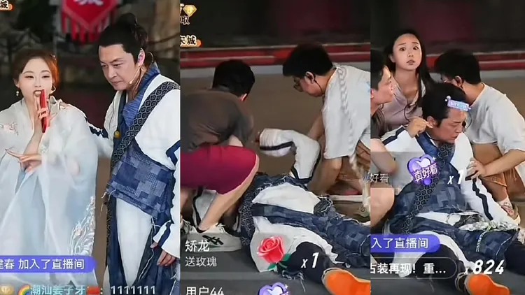 馬景濤直播時不支倒地。翻攝茶健身微博