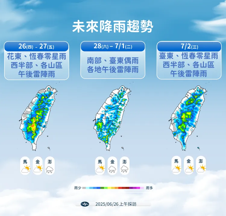 未來降雨趨勢。氣象署提供