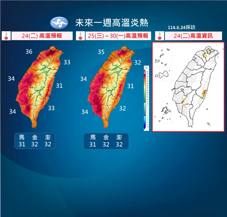 一週高溫趨勢。氣象署提供