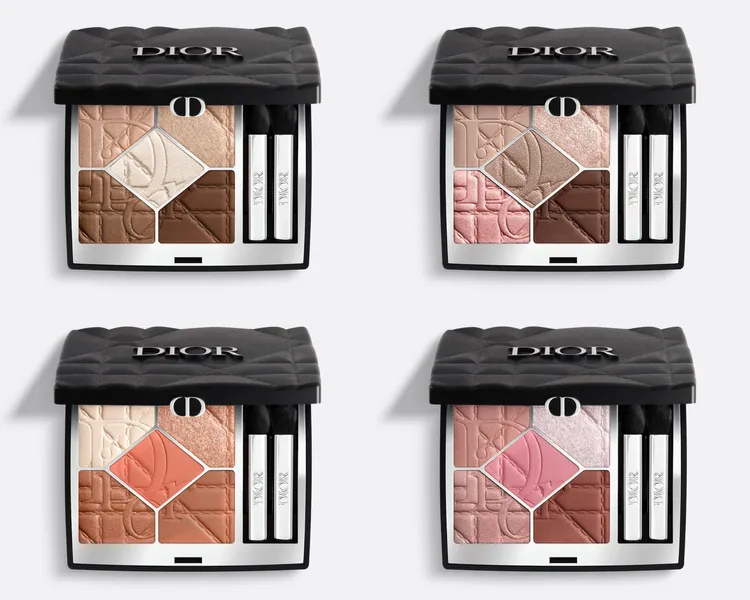 Dior經典五色眼影藤格紋限量版#557可可摩卡（左上）、#647奶油摩卡（右上）、#671珊瑚摩卡（左下）、#857玫瑰摩卡（右下），各2950元。品牌提供