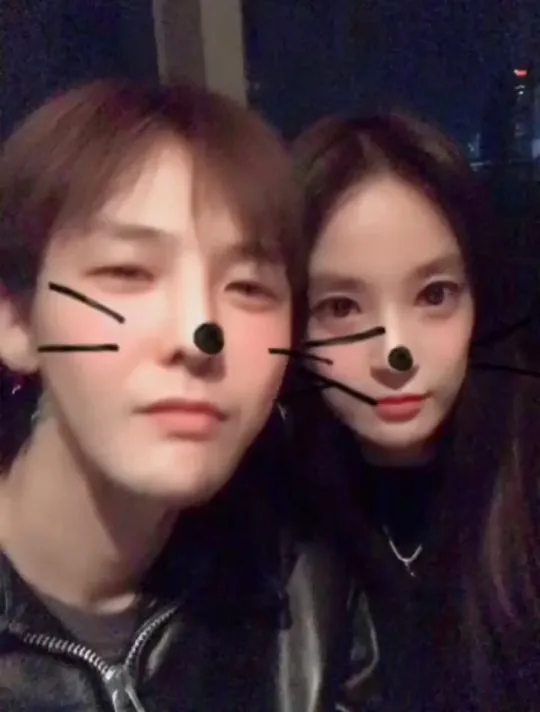 李周妍（右）2017年公開與GD拍攝的影片傳出緋聞。翻攝李周妍IG