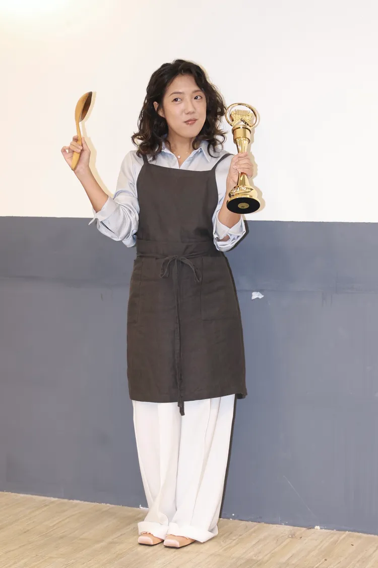 李竺芯個小卻充滿能量，首度面對媒體元氣滿滿。彭欣偉攝