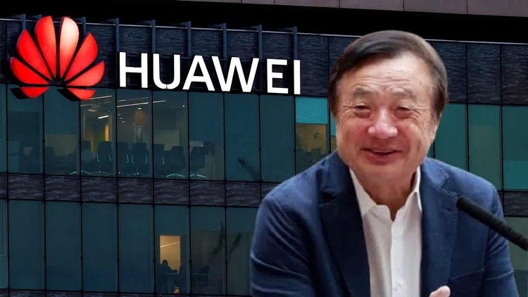 華為創辦人任正非坦承，晶片落後美國一代。合成畫面。路透社