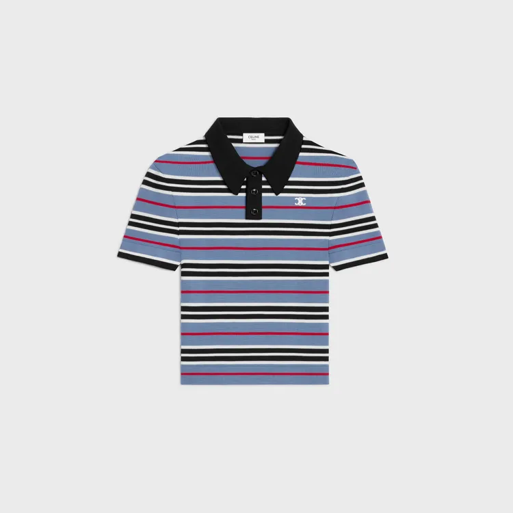 CELINE Triomphe條紋棉質短款POLO衫，3萬8500元。品牌提供