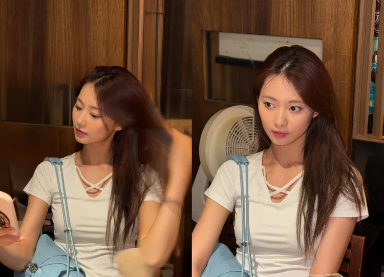 周子瑜的上衣在胸口處以交叉線條增添造型亮點。翻攝周子瑜IG