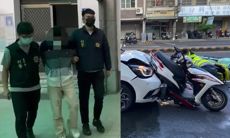 李姓男子（左）開車闖紅燈撞死矽品陳姓工程師，自己卻在1個多月後因感情糾紛被謝姓女友潑汽油燒死。資料照片