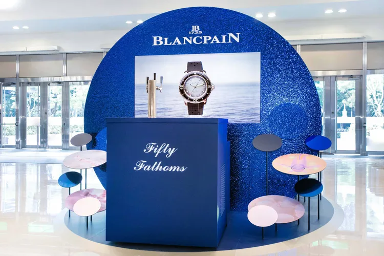 Blancpain即日起至7月1日在台北101打造的「Blancpain五十噚潛藍之境」。品牌提供