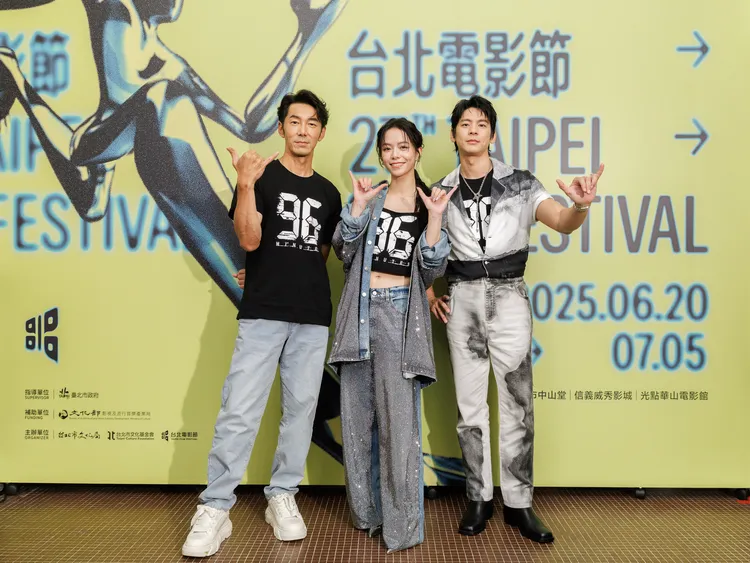 李李仁（左起）、宋芸樺和林柏宏日前出席《96分鐘》記者會。台北電影節提供