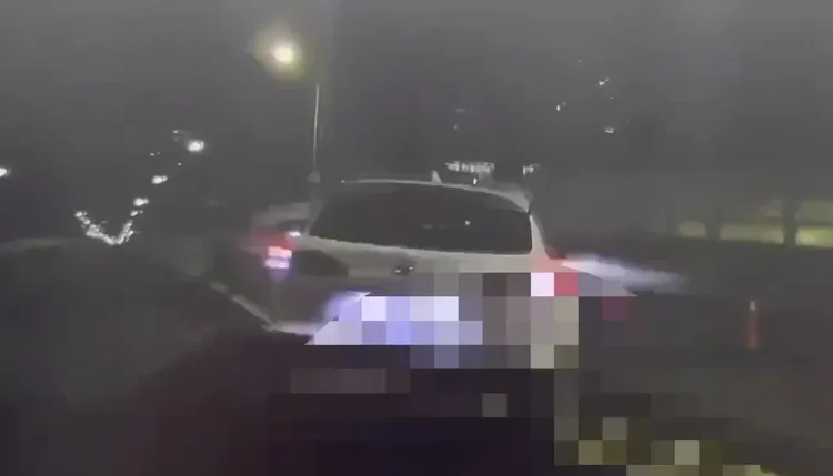 白色休旅車衝撞員警。警方提供