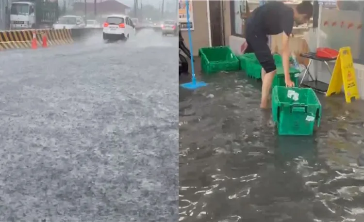 高雄市多處有積淹水情形，市府也宣布停搬課區域。翻攝照片
