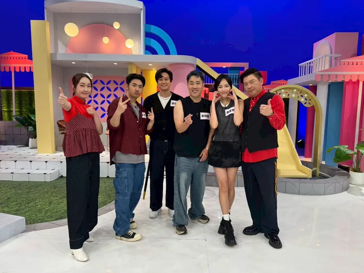 （左起）主持人巴鈺、鹿希派、徐新洋、余祥銓、焦曼婷、曾國城。緯來綜合臺提供