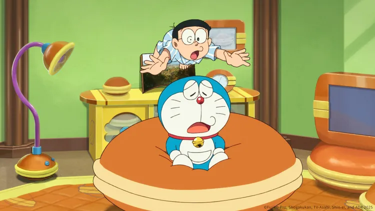 《電影哆啦A夢：大雄的繪畫世界物語》進入名畫中探險。車庫娛樂提供
