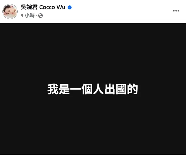 吳婉君澄清自己是一個人出國。翻攝吳婉君臉書