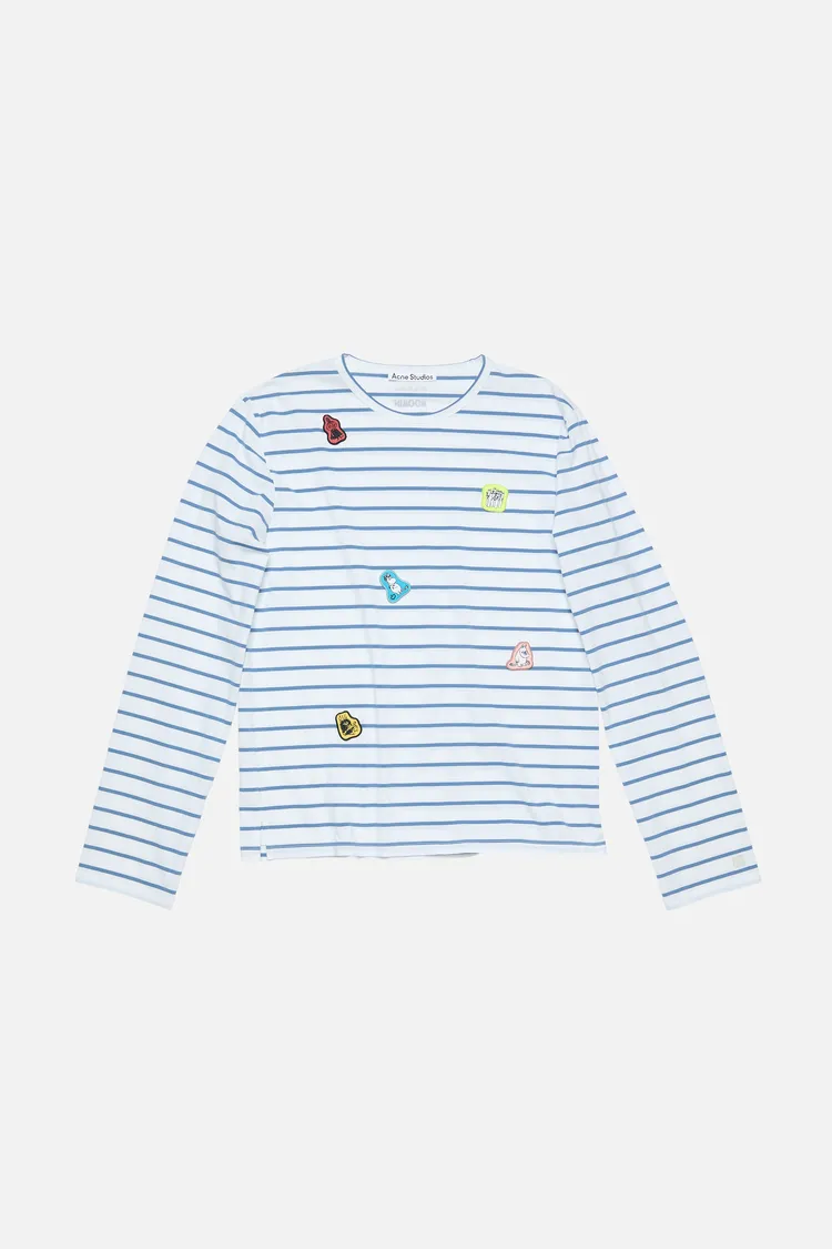 Acne Studios x Moomin拼貼條紋上衣，1萬4400元。品牌提供