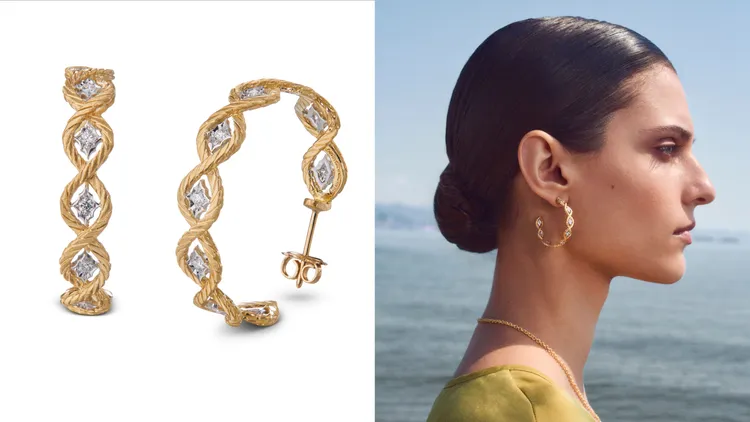 Etoilée 系列圈形耳環 (黃金與白金)。品牌提供