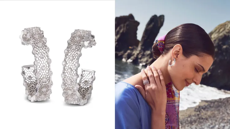 Tulle 系列圈形耳環 (白金)。品牌提供