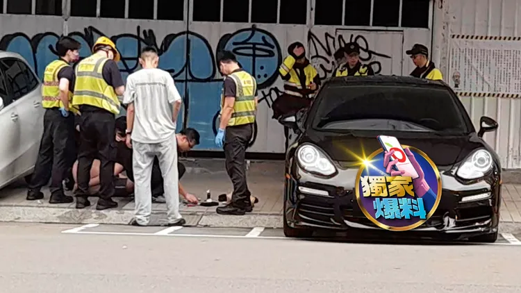 苗栗刑大及台中轄區警方前天（5日）傍晚在東興路一段誘捕逮捕涉及毒品、侵佔、詐欺等案件的邱男。民眾提供