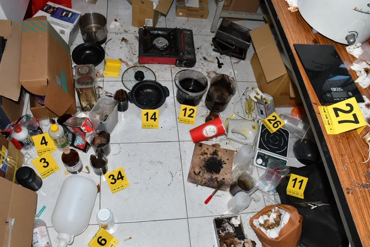 警方查獲製造安非他命毒品的工廠。警方提供