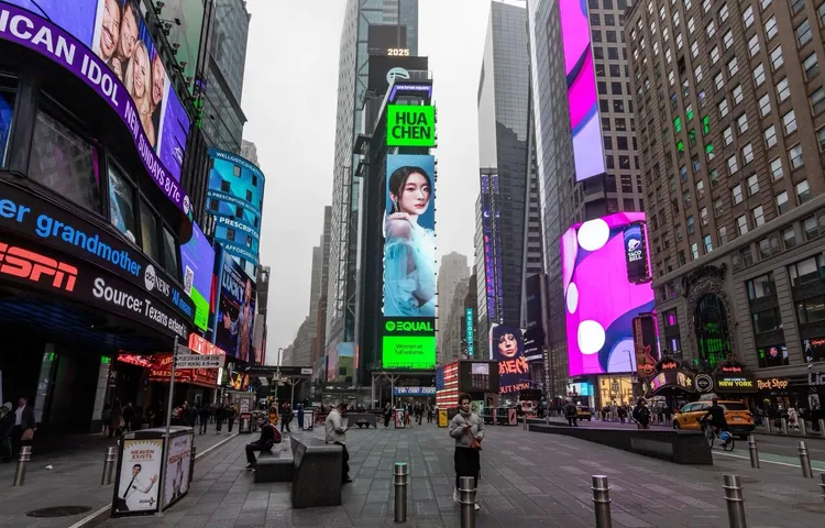 陳華榮登紐約時代廣場。鮪魚肚影音提供